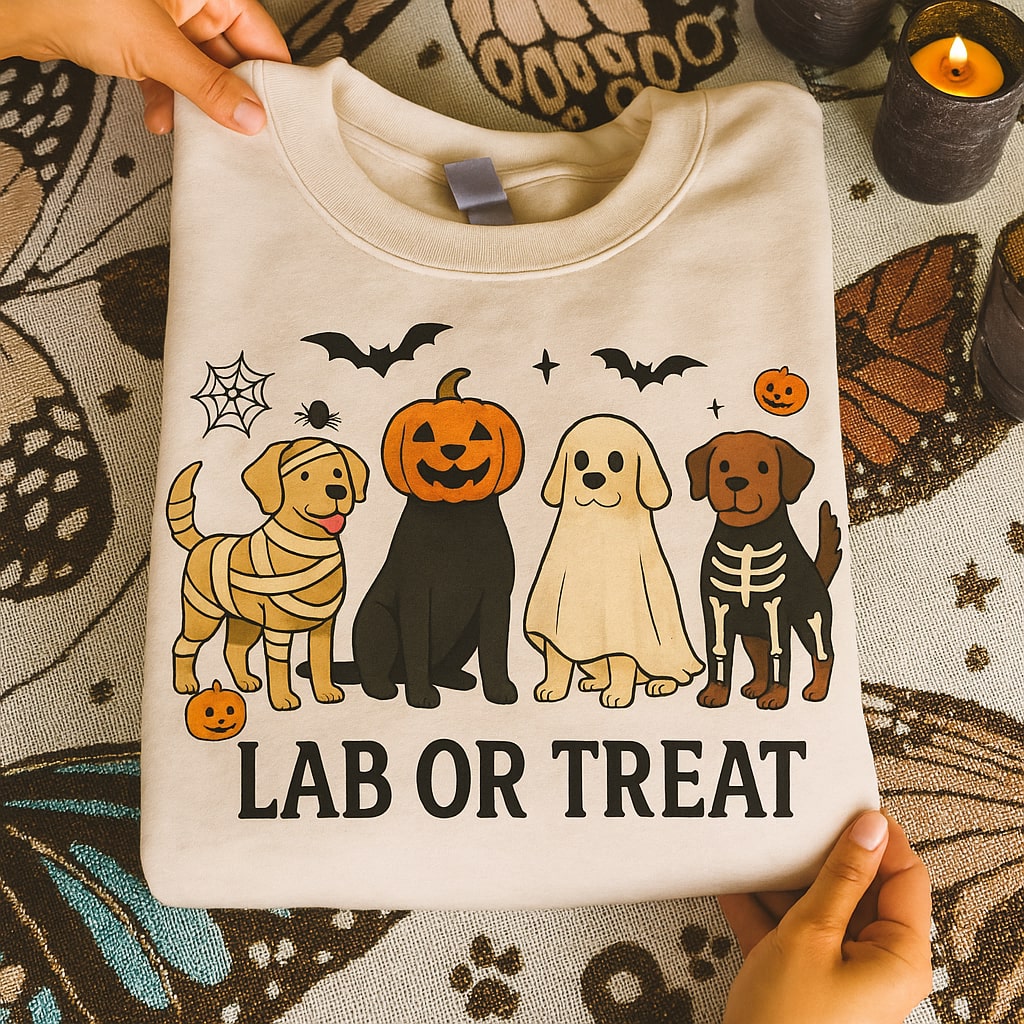 Lab or Treat Shirt, Hoodie, Sweatshirt | Labrador Halloween Shirt 2025 8 Lab or treat halloween shirt